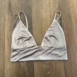 Grey Satin Zara Triangle crop top